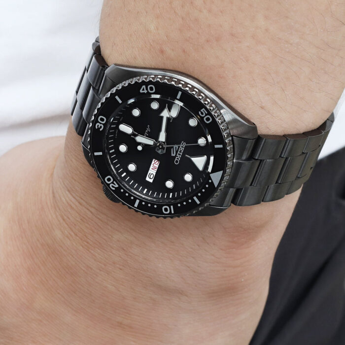 Seiko 5 Sports Automatic Black Dial Black Steel Strap Watch For Men - SRPD65K1 - Image 5